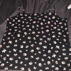 Black floral tank top